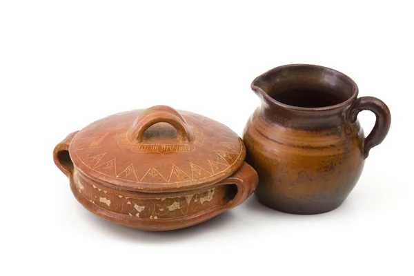 Глиняные горшки, старые керамические вазы — стоковое фото