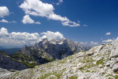 Devasa Alp dağlarının manzarası. Dachstein bölgesinin Avusturya Alplerinde (Avusturya 'da Styria) manzara)