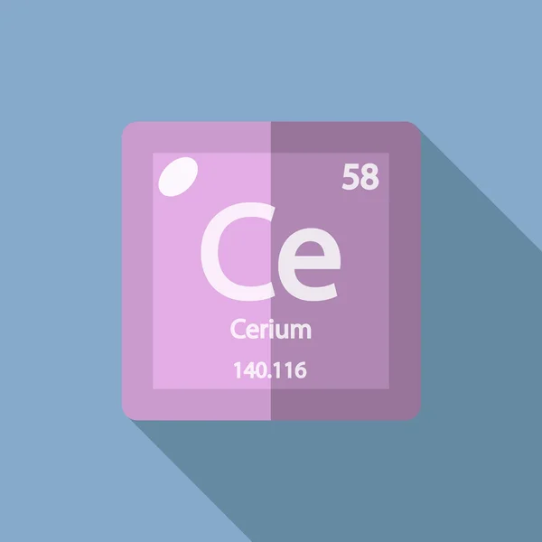 Chemical element Cerium Flat — Stock Vector