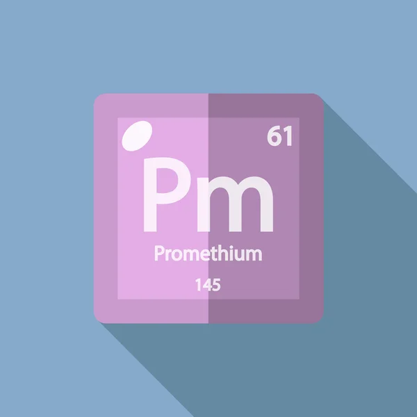 Pierwiastek chemiczny promethium Flat — Wektor stockowy