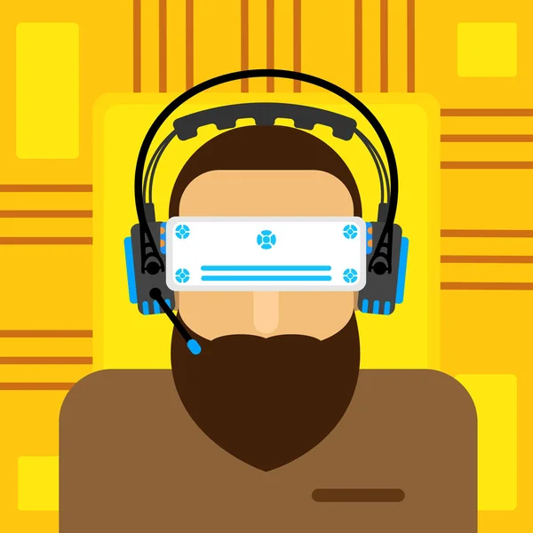 Virtual reality bril plat — Stockvector