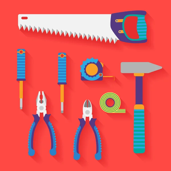 Vector flat set of tools — Stock Vector