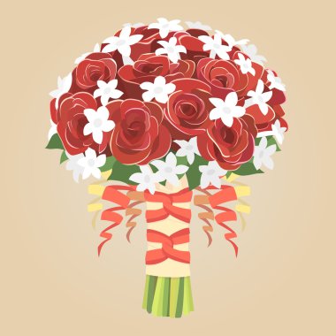 Kırmızı güllerin düğün buketi