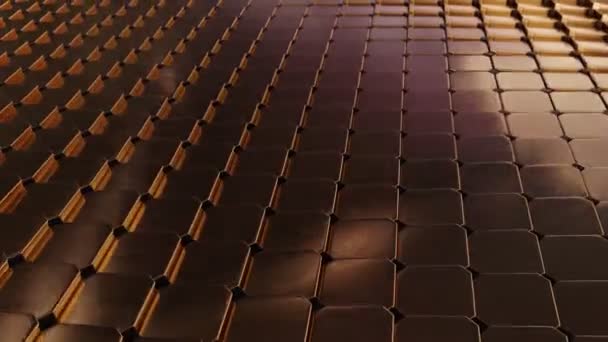 Abstrakcyjna wizualizacja 3D geometrycznej złotej powierzchni — Wideo stockowe