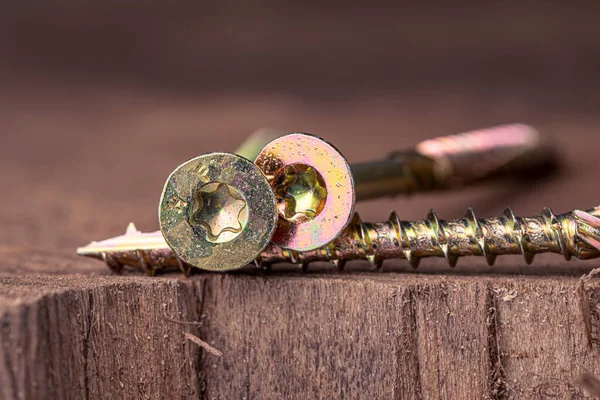 Selbstschneidende Strukturschrauben Für Torx Bit Konstruktive Abstraktion Industrieller Hintergrund — Stockfoto