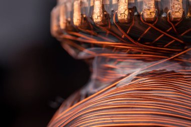 Elektrikli motorun bakır değiştirici çubuğu. Elektrikli motor rotoru.