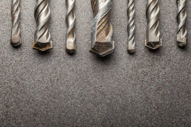 Beton ya da taş delmek için matkap uçları. Metal iş endüstrisi.