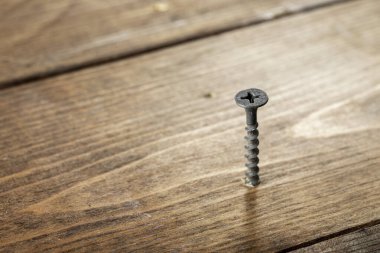 Kendi kendine dokunan vida, tahta bir tahtaya vidalanmış. Tahta için vida