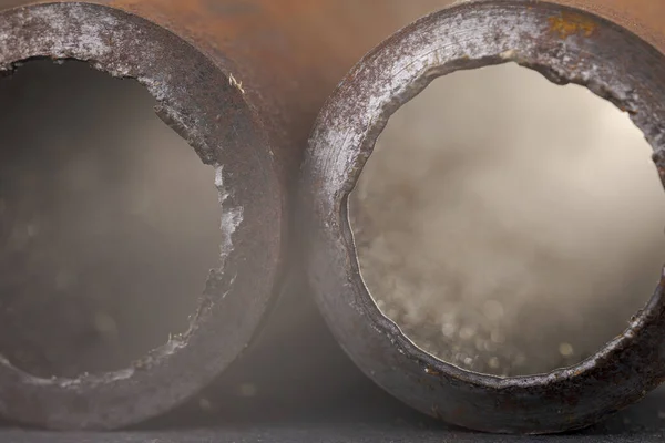 Fundo Fragmentos Tubos Metal Enferrujado Close Contexto Abstrato Industrial — Fotografia de Stock
