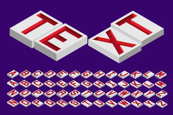 Gegraveerde letters Isometrisch bovenkant — Stockvector