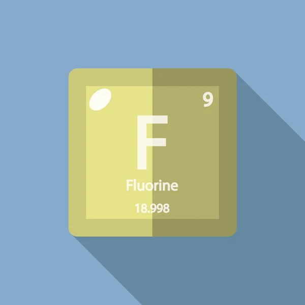Chemical element Fluorine Flat — Stock Vector