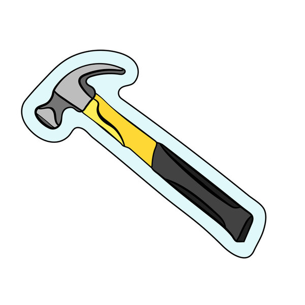 yellow hammer on white background