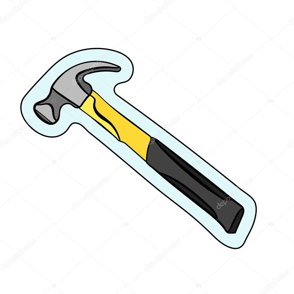yellow hammer on white background