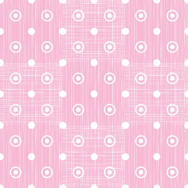 Abstrait rétro pois géométrique fond de motif sans couture avec une texture effet tissu — Image vectorielle