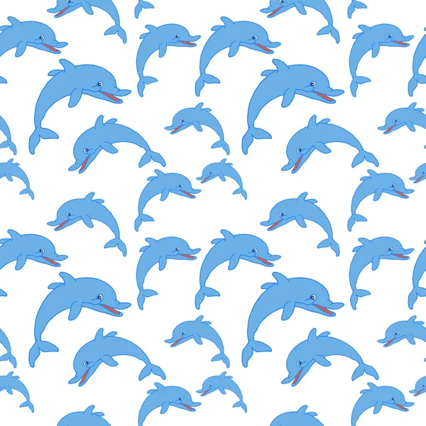 Dolphin seamless 2d pattern on blue background — Stock Vector