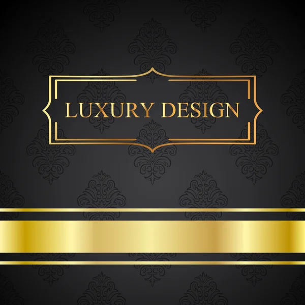 Carte vectorielle vintage de luxe. Fond noir avec de beaux ornements et cadre en or . — Image vectorielle