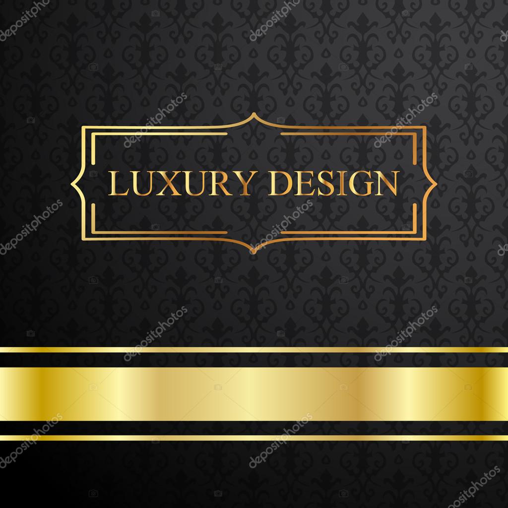 Luxury Vintage Vector Card Black Background With Beautiful Black Background With Beautiful Ornaments And Gold Frame Stock