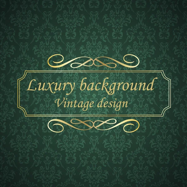 Vintage luxury green background with golden frame — Stock Vector