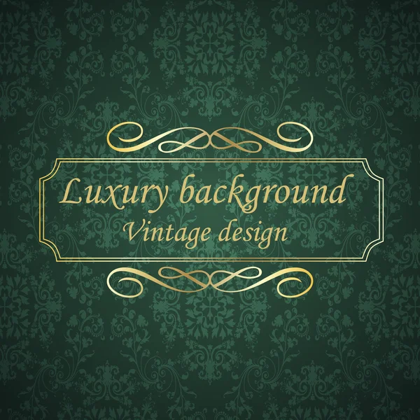 Vintage luxury green background with golden frame — Stock Vector