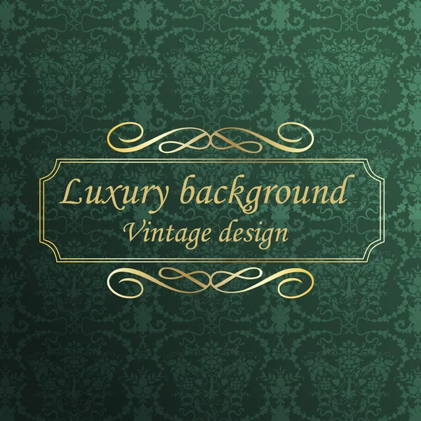 Luxe carte vintage verte de luxe dorée avec cadre doré . — Image vectorielle