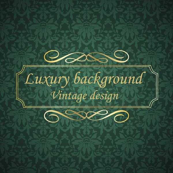 Luxury golden luxury green vintage card con cornice dorata . — Vettoriale Stock