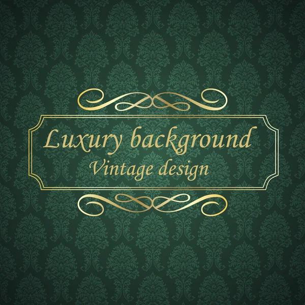 Luxury golden luxury green vintage card with golden frame. — Stock Vector