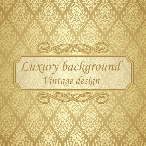 Luxury golden background with frame and text. — Stock Vector