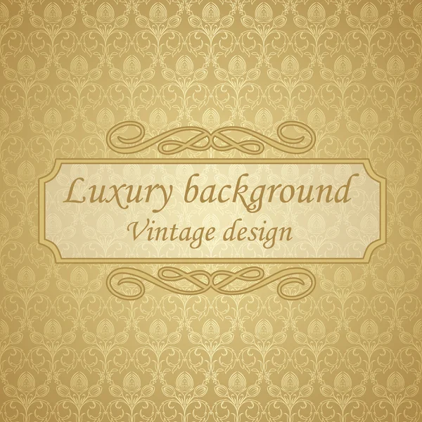 Luxury golden background with frame and text. — Stock Vector