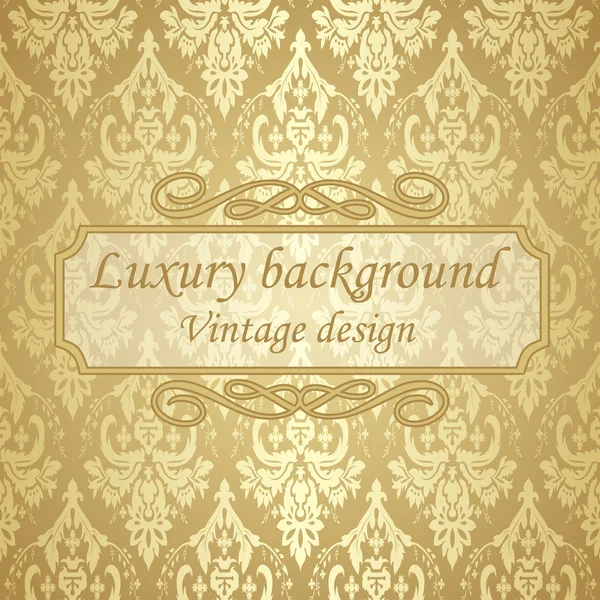 Luxury golden background with frame and text. — Stock Vector