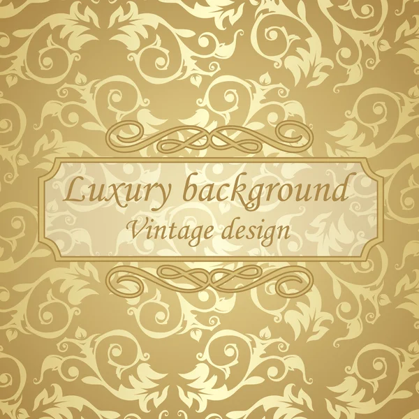 Luxury golden background with frame and text. — Stock Vector