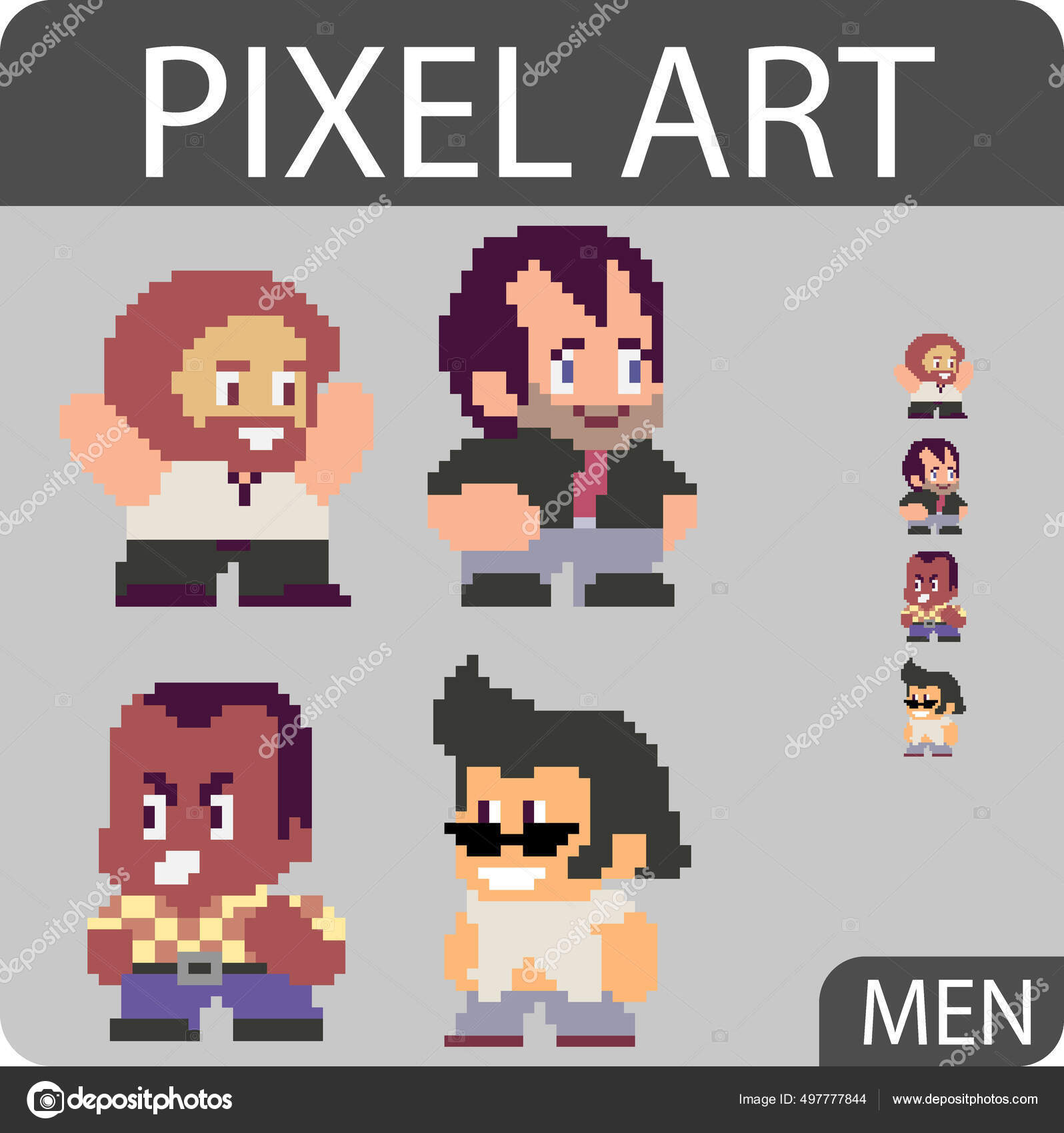 Set of pixel characters in art style Stock Vector by ©Sergeymarkov 321437902