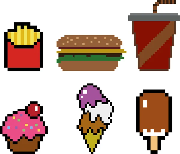 Fast food in pixel-art style — Stock Vector