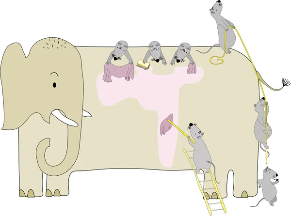 Mouse lavare elefante — Vettoriale Stock