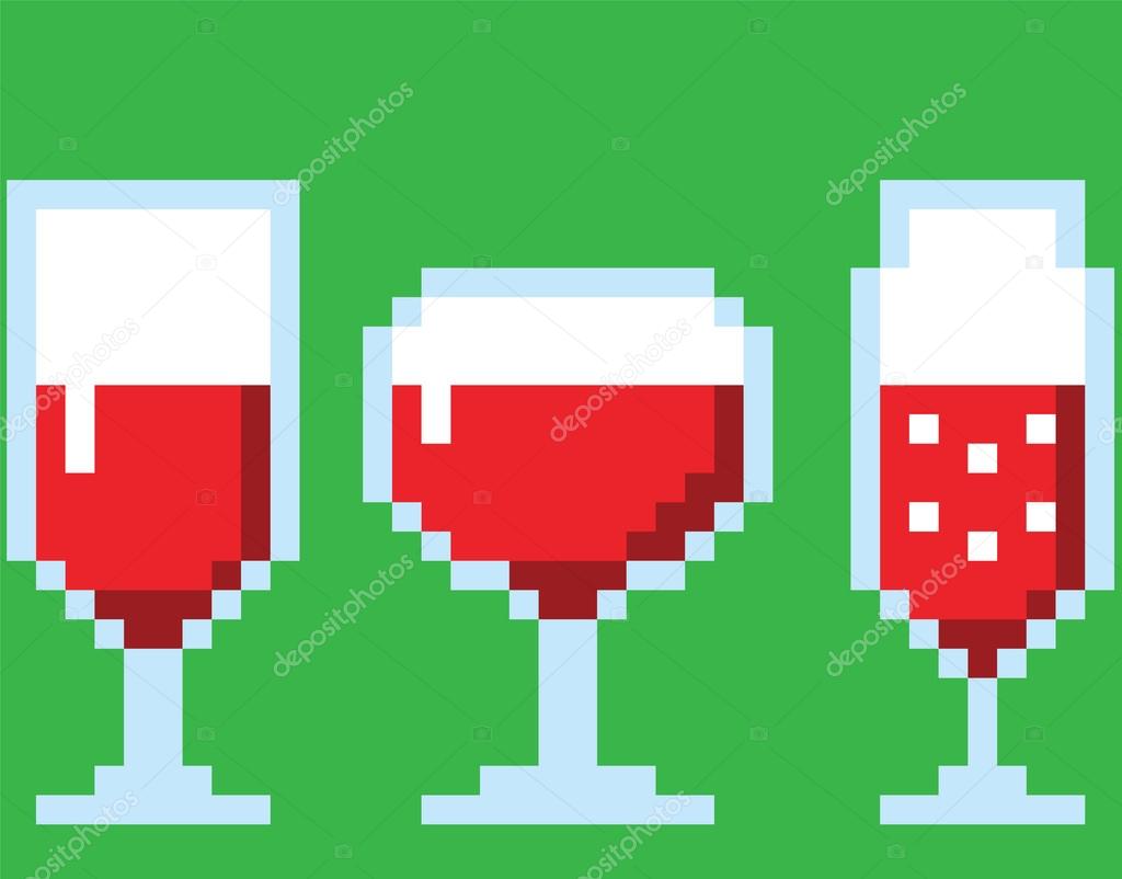 Verres à vin dans un style pixel art — Image vectorielle Sergeymarkov © 96073968