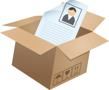 Form üzerinde açık karton kutuda kağıt yaprağının