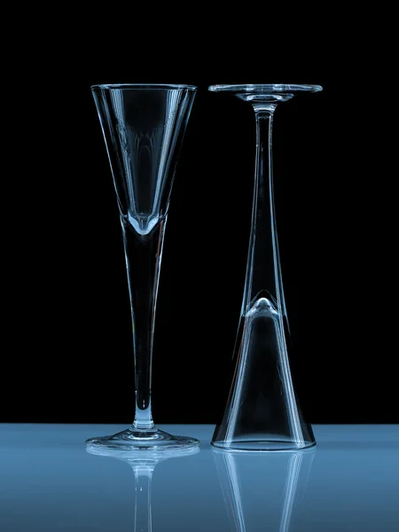 Two illuminated liqueur glasses — Stock Photo, Image