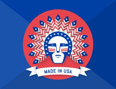 Amerikan adamın kafasına Hint Baş eşarplı simgesi