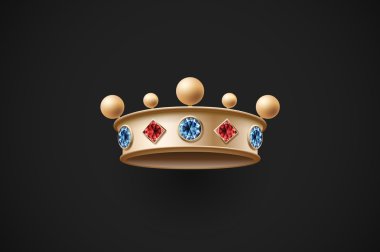 Kırmızı ve mavi elmas altın royal Crown simgesi