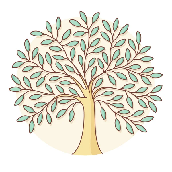 Ícone de árvore verde no fundo do círculo. Desenho colorido — Vetor de Stock