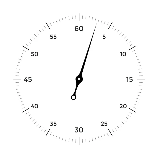 Twarz zegar biały z czarnym i czerwonym wskaźnikiem na białym tle — Wektor stockowy