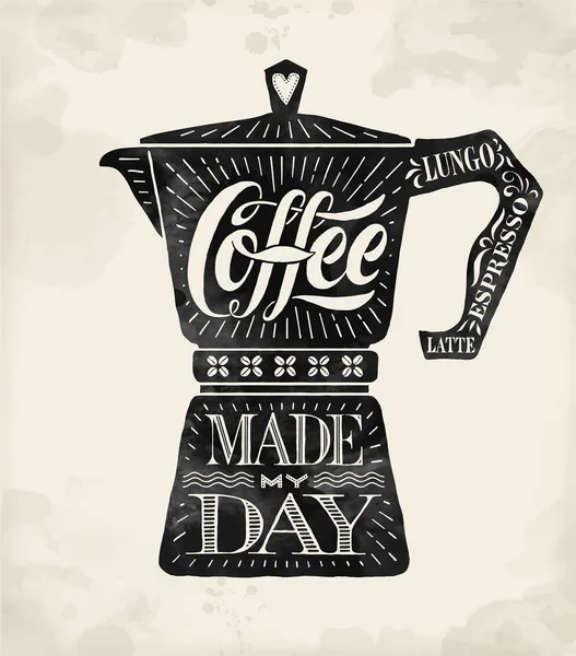 Плакат кавовий горщик з намальованою рукою — стоковий вектор
