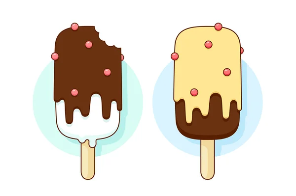 Icono de chocolate y helado de limón de diferentes colores pastel en línea gráfica — Archivo Imágenes Vectoriales