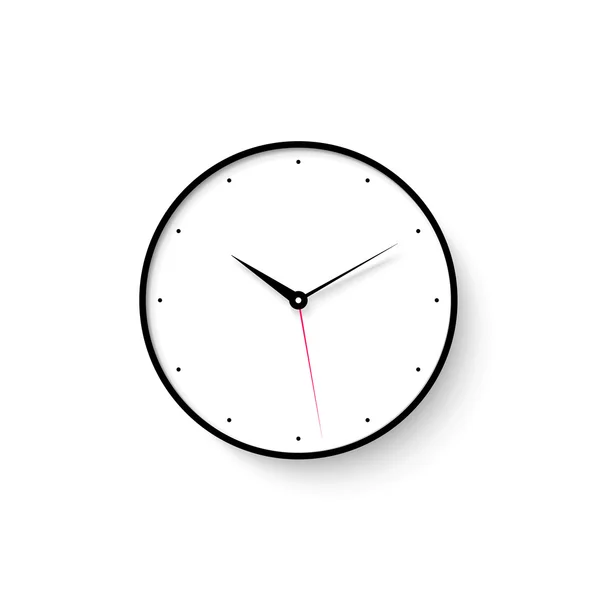 Εικονίδιο του προσώπου λευκό ρολόι με σκιά σε φόντο τοίχο — Διανυσματικό Αρχείο