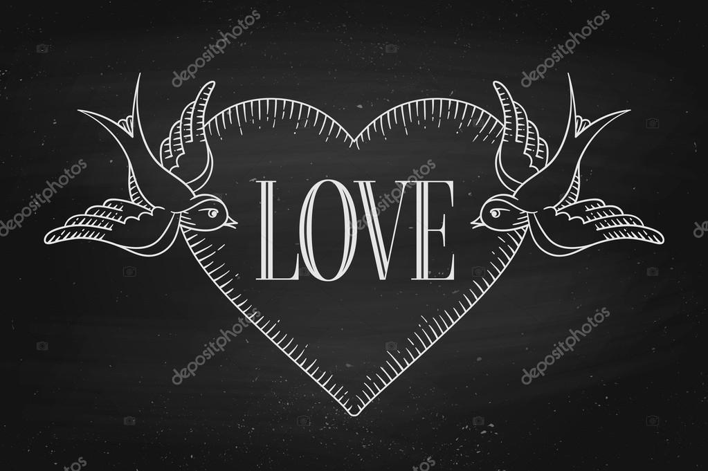 Ensemble De Vieux Bannière Ruban Vintage Avec Le Mot Amour