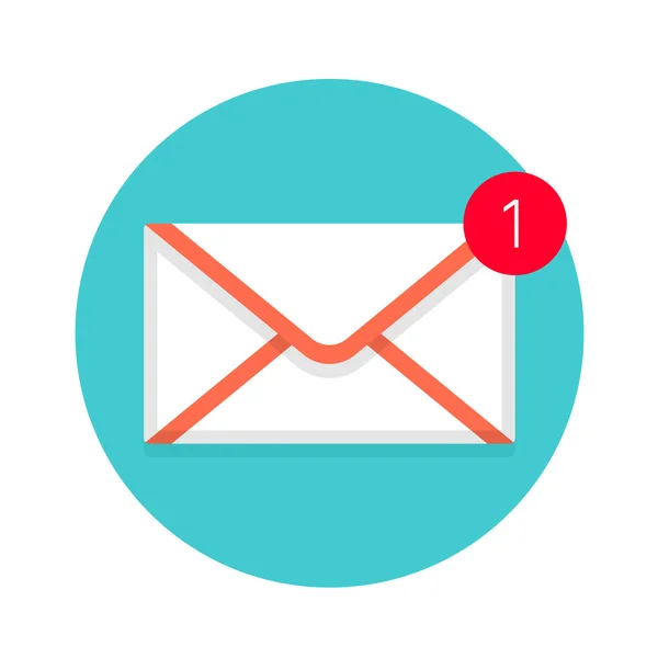 Pictogram voor nieuwe e-mail-envelop. Witte envelop met rode markering — Stockvector