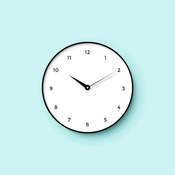 Icono de esfera de reloj blanco con sombra sobre fondo de pared de menta — Archivo Imágenes Vectoriales