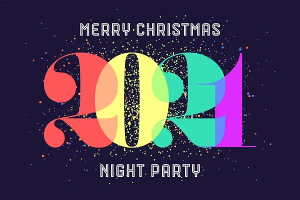 メリークリスマス カラフルな虹のテキストを持つグリーティングカードメリークリスマス2021 クリスマス休暇のためのナイトパーティー ポスター バナー 同性愛者のチラシ ゲイの誇りとLgbtの概念 ベクターイラスト — ストックベクタ