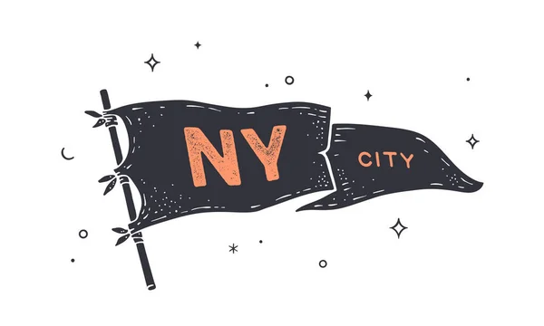 New York Flag Grahpic Old Vintage Trendy Flag Text City — Stockový vektor