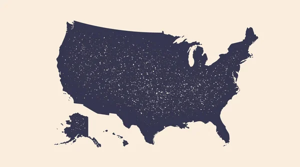 Estados Unidos Mapa Póster Estados Unidos América Impresión Blanco Negro — Vector de stock