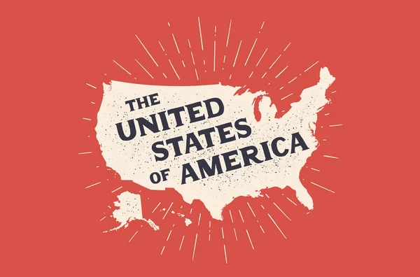 Abd Amerika Birleşik Devletleri Nin Poster Haritası Tişört Poster Için — Stok Vektör